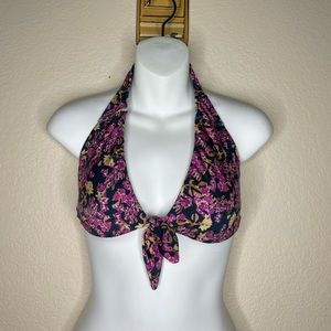 ViX Paula Hermanny Bikini Top Halter Swimwear Sz S Floral Pink Teal